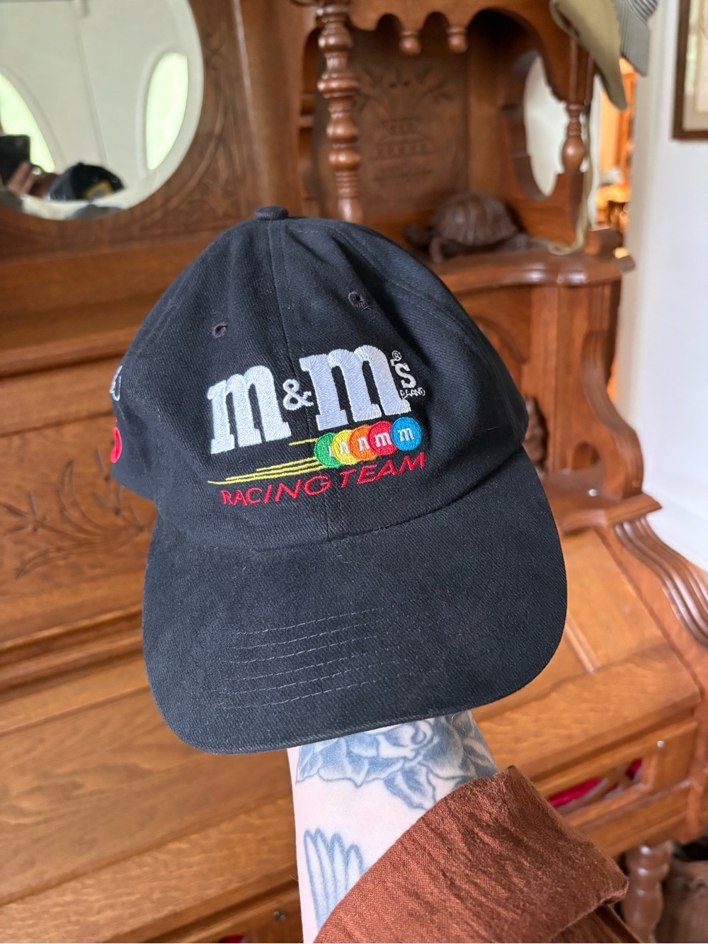 M&M'S Black NASCAR Racing Team Logo Baseball Cap with Multicolor Embroidery